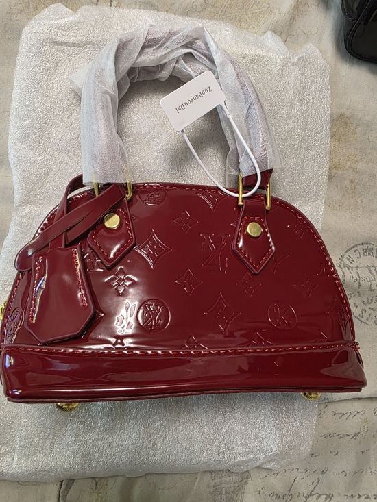 Source Unknown Handbags - Source Unknown Burgundy Patent Dome Satchel